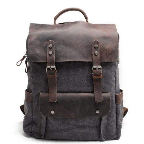 Wearproof Vintage Canvas And Leather Backpack