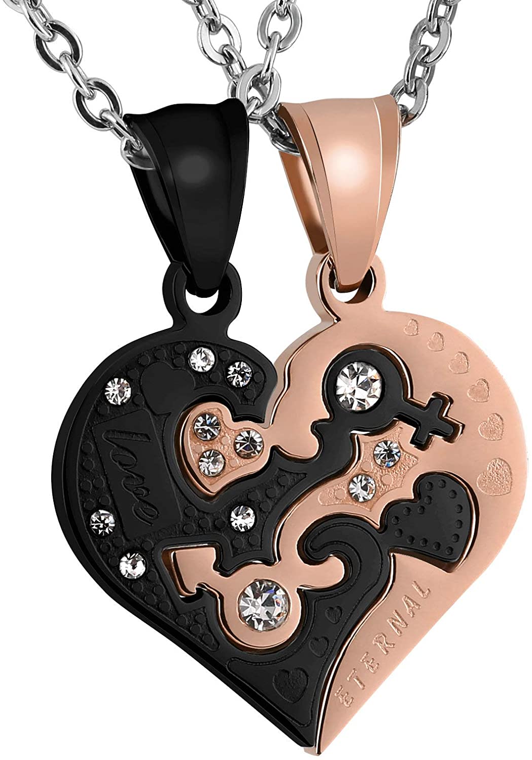 His and Hers Matching Half Heart Pendant 30