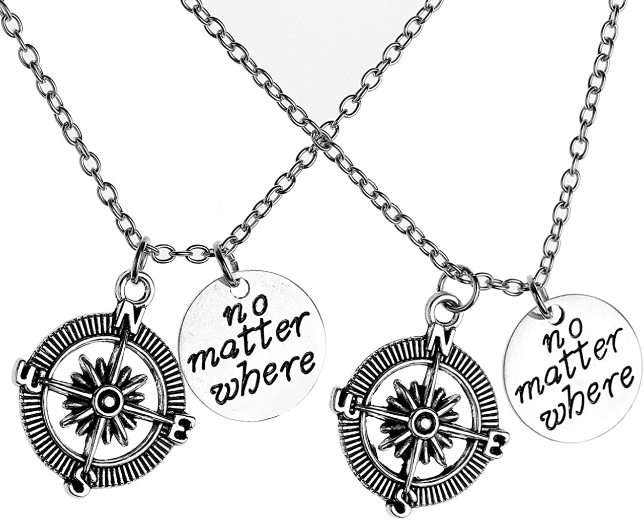 No matter Where Compass Couples Necklace 38