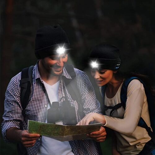 Headlight Beanie Hat With Bluetooth Headset 3