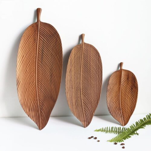 Carved Wooden Leaf Plate 1